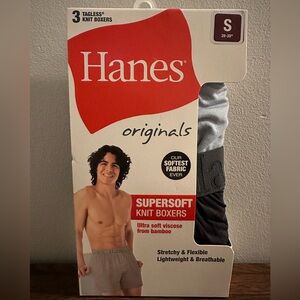 Hanes Men's Supersoft Knit Boxers - Gray size Small  3 pack Tagless NEW IN BOX